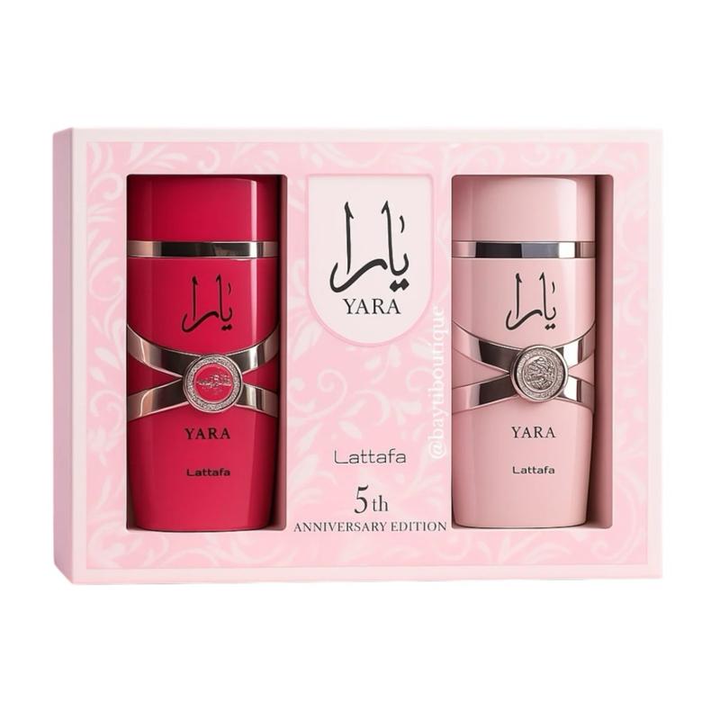 Lattafa Yara 5th Anniversary Perfume Gift Set | 2 x 100ml Eau de Parfum – Yara & Yara Candy | Long Lasting, Sweet & Floral Fragrance for Women | Luxury Arabian Scented Gift Box