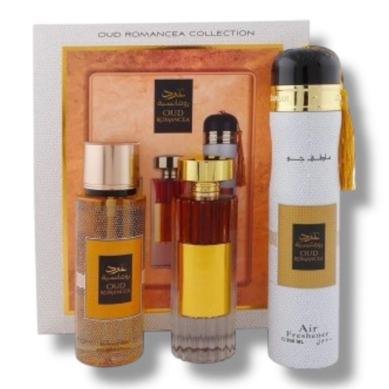 Oud Romancea Gift Set by Ard Al Zaafaran – 100ml EDP, Body Mist & Air Freshener |Unisex