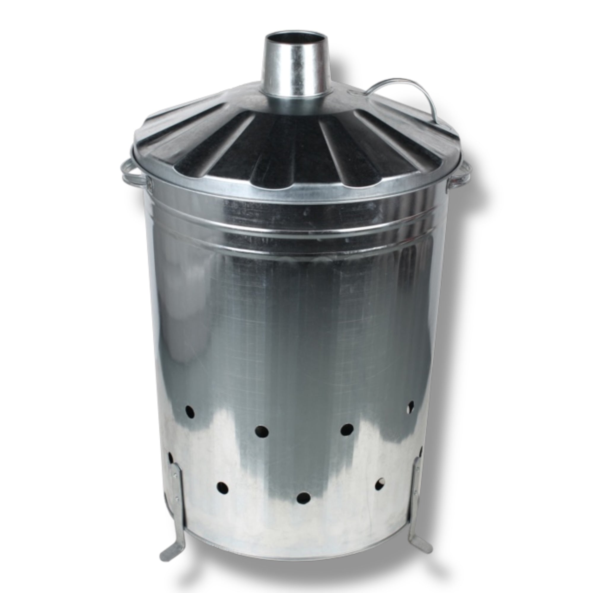 Incinerator Garden Burning Bin - Heavy Duty Galvanised With Lid - Groundsman