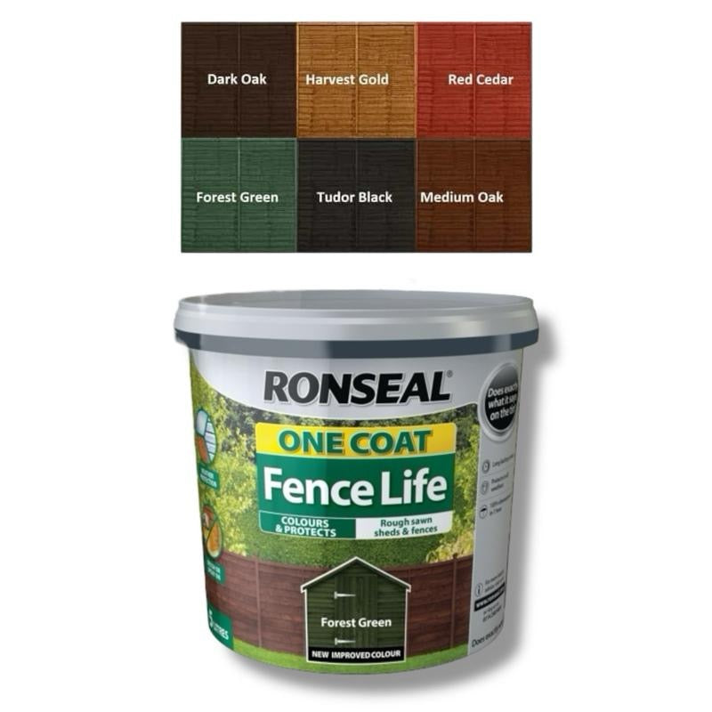 Ronseal - Fence Life One Coat 5L | Fence & Shed Paint | Paint With One Coat