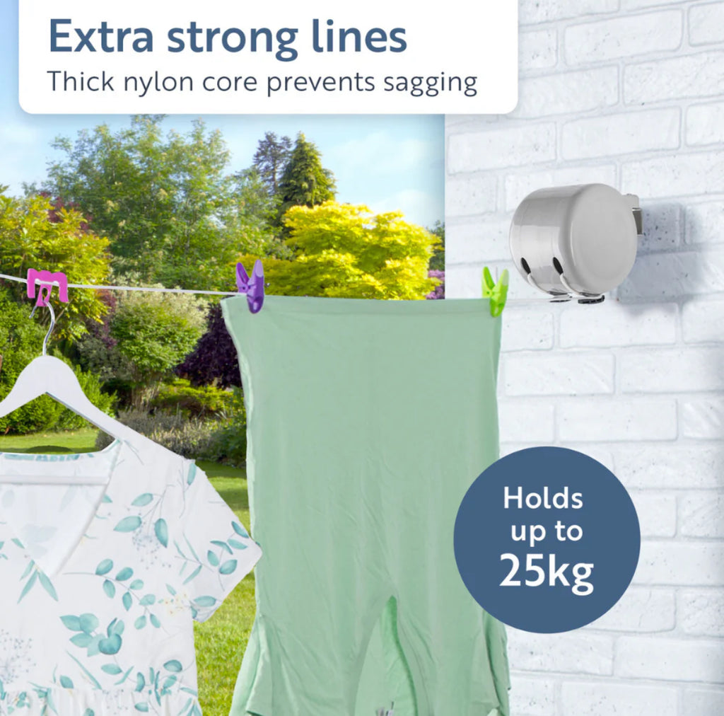 Minky 30m Retractable Washing Line Reel - Minky Sure Grip | Wall Mounted