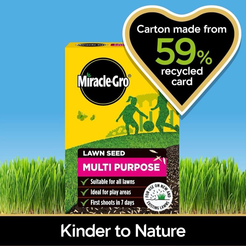 Miracle-Gro Multi Purpose Lawn Seed 17m² - Fast Growing Grass Seed for a Thick, Green Lawn - Ideal for New Lawns, Patching & Overseeding - Hard-Wearing & Resilient Grass Variety for All Seasons - Grass Fertiliser - All Grass Types