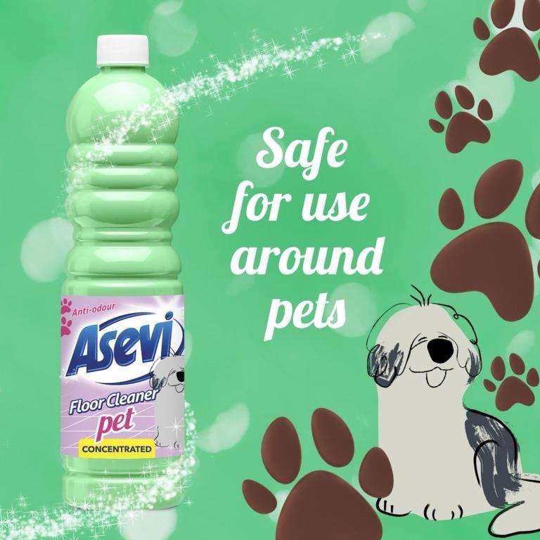 Floor Cleaner Pet 1L - Removes Odours, Stains, Pet Mess, Powerful Multi-Surface Formula, Spanish Household Cleaner for Pet Owners | Eliminates Pet Odours, Safe & Fresh Fragrance, Deep Cleaning for Carpet, Tiles, Laminate & Vinyl Floors Concentrate Asevi