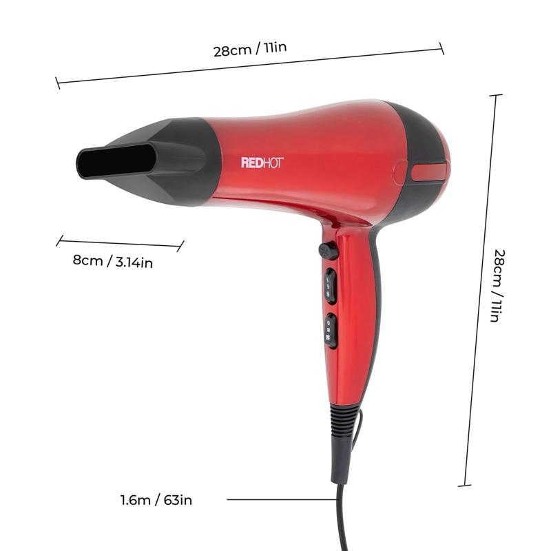 Professional Salon Hair Dryer 2000w Powerful Motor for Fast Drying, Styling Concentrator Nozzle, Lightweight Design & Cool Shot Function for Salon Results at Home – Redhot