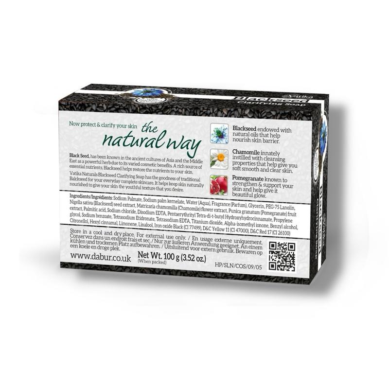 Natural Black Seed Soap - Dabur Vatika Deep Cleansing & Nourishing Herbal Soap with Antioxidants for Healthy Skin Body Care Antibacterial Clear Gentle Radiant Comfort Cleanser Body Wash
