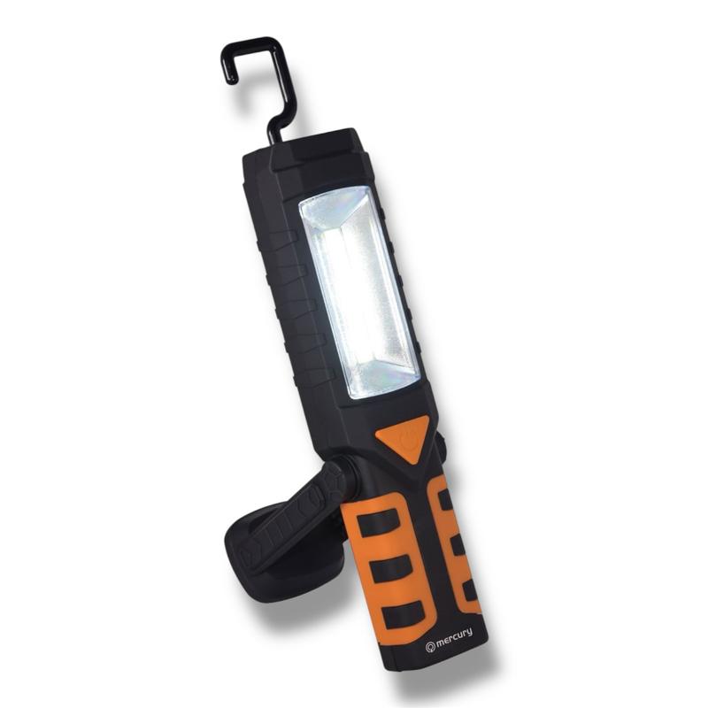 3-in-1 Rechargeable Magnetic LED Worklight | COB Torch with Emergency Red Light & Power Bank | Magnetic Base & Hook | Portable for DIY, Garage, Camping & Car Use – Mercury