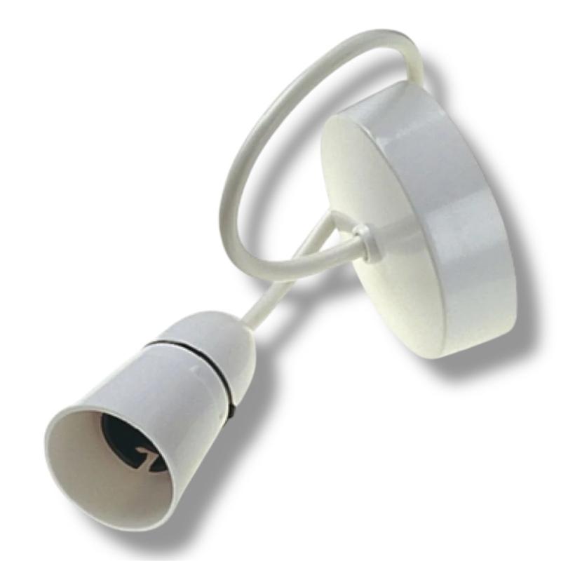 Ceiling Light Fitting 12" (30cm) Long Securlec T1 White Pendant Kit Short Skirt Lampholder | Easy-to-Install Ceiling Light Fitting, Standard UK Spec, Living Room, Bedroom, Kitchen, Garage, Shed, Rewire, Installation, New Build, House, Home, Ceiling Rose