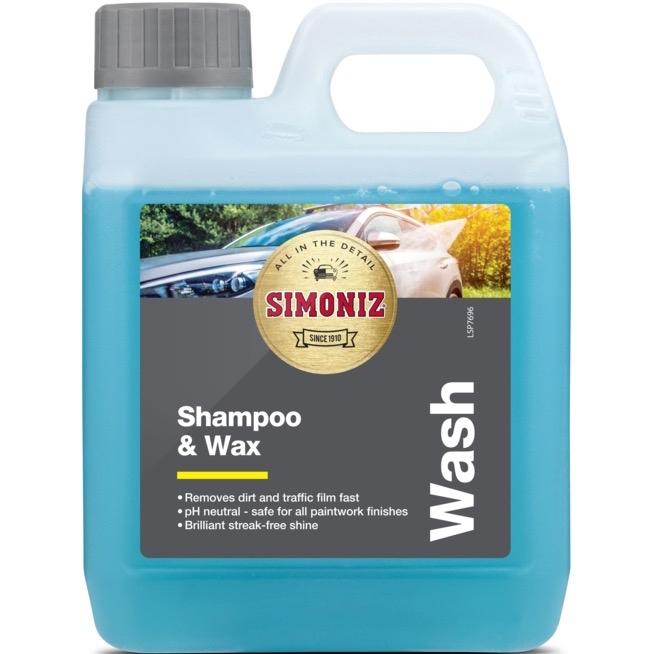 Shampoo And Wax 1 Litre Car Wash | High Foaming | Wax And Wash | Dirt Remover | Simoniz | Paint Restore | pH Neutral | Streak Free | Showroom Finish | Car Wash | Car Cleaning | Car Detailing | Car Valeting | Snow Foam | Deep Cleaning | Snow Foam automotiv