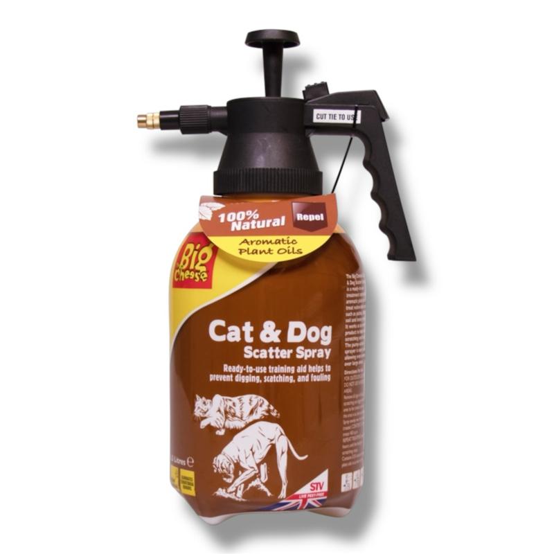 Safe Cat & Dog Repellent Spray 1.5 | The Big Cheese L | Pet Keep Away | Non Harmful | for Gardens, Lawns, and Outdoor Areas, Flower, Flower Beds, Glass House, Pest Control