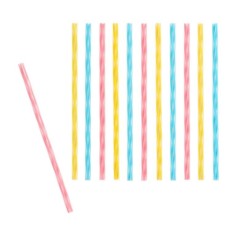 12 Reusable Plastic Straws – Durable Long Lasting | Multi Coloured - Eco-Friendly & Durable Drinking Straws - Yellow, Pink, Blue - House Hold Essential, Washable, Drinks, Smoothies, Water, Cocktail Disposable Drinkware