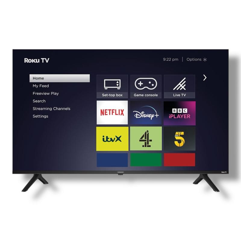 Ferguson 65” 4K UHD Smart Roku TV | Made in UK | HDR10 | Dolby Audio | Freeview Play | Frameless | 3x HDMI | Works with Alexa, Google & Apple | Miracast | Netflix & YouTube
