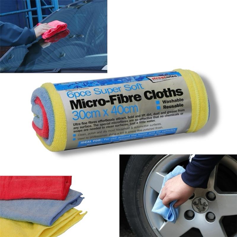 6 Pack XL Microfibre Towels 30cm x 40cm For Cars, Home, Windows & Surfaces | Reusable & Highly Absorbent | Cleaning Towels