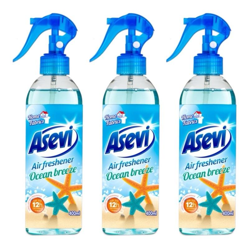 Odour Eliminating Air Freshener Home & Fabrics Ocean Breeze 400ml | For Homes, Cars, Fabrics, Offices | Multi purpose use | Odour Eliminator | Fragrance Household Burst Scented | Fresh Smell Of Spring | Asevi Aroma Spray