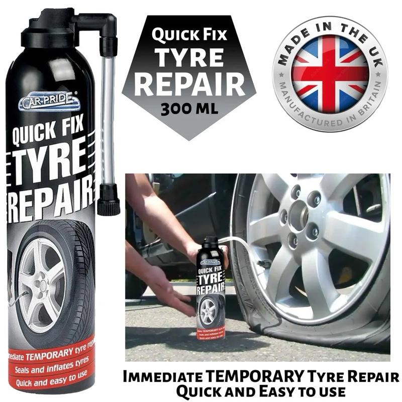 Tyre Repair 300ml Quick Fix | Instant Emergency Puncture Seal & Inflate | Fast & Easy Temporary Tyre Solution | No Tools or Jack Needed | Safe, Non-Toxic Formula | Seals & Reinflates Flat Tyres Quickly | Ideal for Cars, Motorbikes & Bicycles | Travel Esse