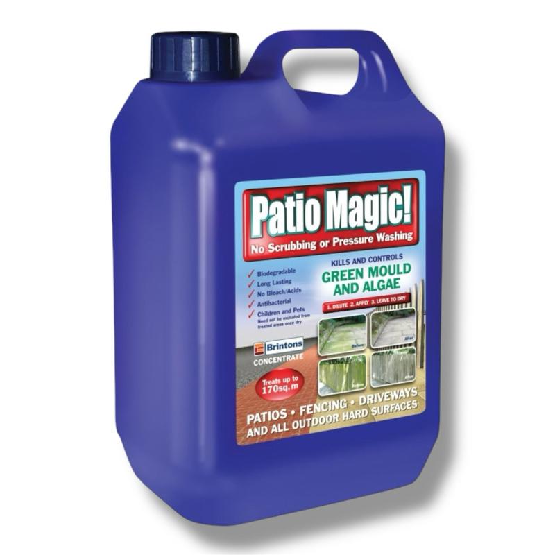 Patio Magic Patio Cleaner 5L | Powerful Outdoor Cleaner for Algae, Moss, Mould, Outdoor Cleaner - 5 litre Garden Cleaner organic growth remover. Eliminate algae and black spot, driveway, patio, roof, garden shed, fences, decking, fastest cleaner.