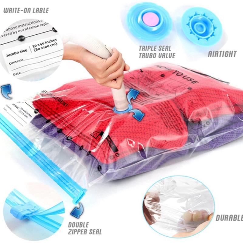 Multi-Size Vacuum Storage Bags with Zip & Handles | Clothes, Bedding Organiser | Small 40x60cm, Medium 50x70cm, Large 60x80cm | Foldable, Durable Home Storage Solution. Space Saving Solution. Cleaning.