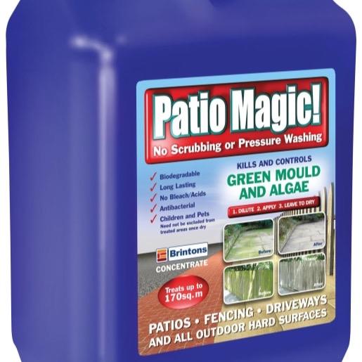Patio Magic Patio Cleaner 5L | Powerful Outdoor Cleaner for Algae, Moss, Mould, Outdoor Cleaner - 5 litre Garden Cleaner organic growth remover. Eliminate algae and black spot, driveway, patio, roof, garden shed, fences, decking, fastest cleaner.