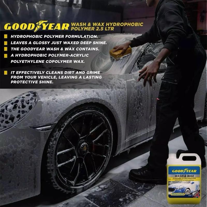 Car Wash & Wax Shampoo 2.5L | Cleans, Shines & Protects Vehicle Paintwork | Goodyear Auto Detailing Formula | Car Valeting | Cleaning - Car Care