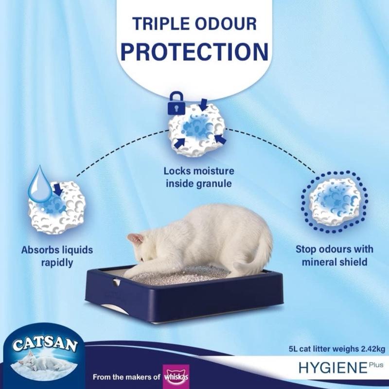 2x5L Catsan Hygiene Plus Cat Litter | Non-Clumping | Odour Control | Ultra Absorbent | Low Dust | 100% Natural Minerals | Safe for Cats & Kittens | Long-Lasting Freshness | Twin Pack | 10L