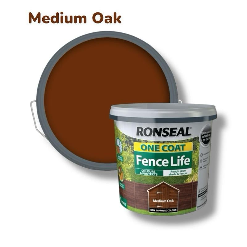 Ronseal - Fence Life One Coat 5L | Fence & Shed Paint | Paint With One Coat