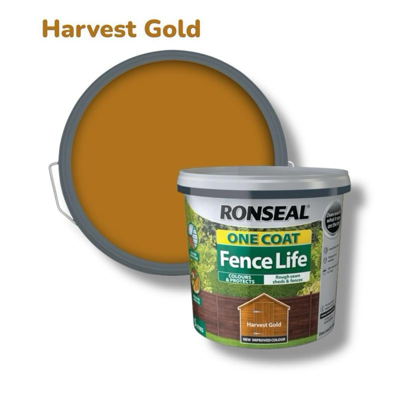Ronseal - Fence Life One Coat 5L | Fence & Shed Paint | Paint With One Coat