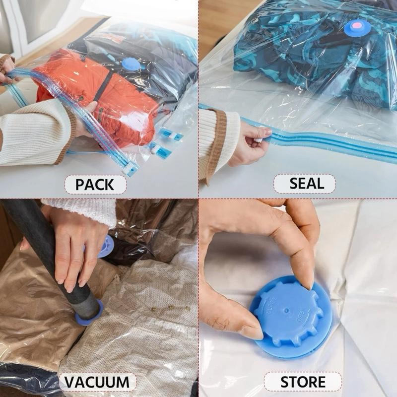 Multi-Size Vacuum Storage Bags with Zip & Handles | Clothes, Bedding Organiser | Small 40x60cm, Medium 50x70cm, Large 60x80cm | Foldable, Durable Home Storage Solution. Space Saving Solution. Cleaning.