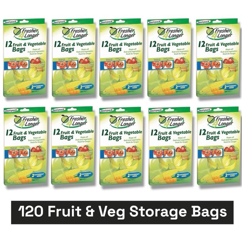 Food Storage Bags Bulk Buy 10 Packs – 120 Sealapack Fresher 4 Longer Fruit & Vegetable – Extends Freshness, Reduces Waste – Includes 6 Small (15”x9”) & 6 Large (17”x12”) Per Pack – Ideal for Home, Kitchen, Restaurants & Food Storage – Keeps Produce Fresh