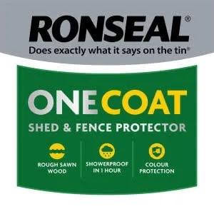 Ronseal Fence Life One Coat 5L Fence Paint | Paint With One Coat | Waterproof | Fence Protection | All Year Weather Protection | Gardening | Garden Essential | Black Oak | Charcoal Grey | Dark Oak | Forest Green | Harvest Gold | Medium Oak | Red Cedar