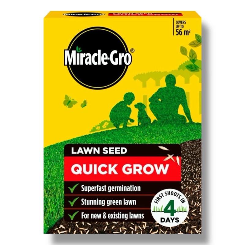 Miracle-Gro Quick Grow Lawn Seed 1.6kg – All Season Fast-Germinating Grass Seed for Lush, Green Lawns – Covers Up to 56m² – Ideal for New Lawns, Patch Repair & Overseeding – Hard-Wearing & Resilient Turf Solution Miracle Grow Green Grass