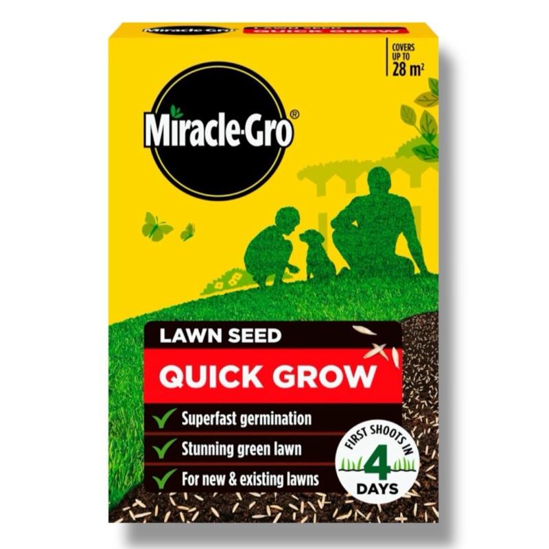 Miracle-Gro Quick Grow Lawn Seed 28m² 840g All Season, Works In 4 Days – Fast-Germinating, Hard-Wearing Grass Seed for New Lawns, Patch Repair & Overseeding – Lush, Green Growth with Strong Roots – Trusted Lawn Care, Greene Grass