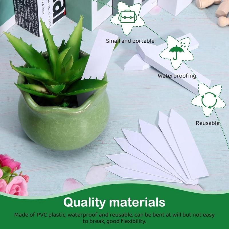 Plant Labels 5” (10cm) | Pack of 100 | Garden Markers for Seedlings, Herbs, Flowers & Vegetables | Reusable, Weatherproof & Easy-to-Write Surface White