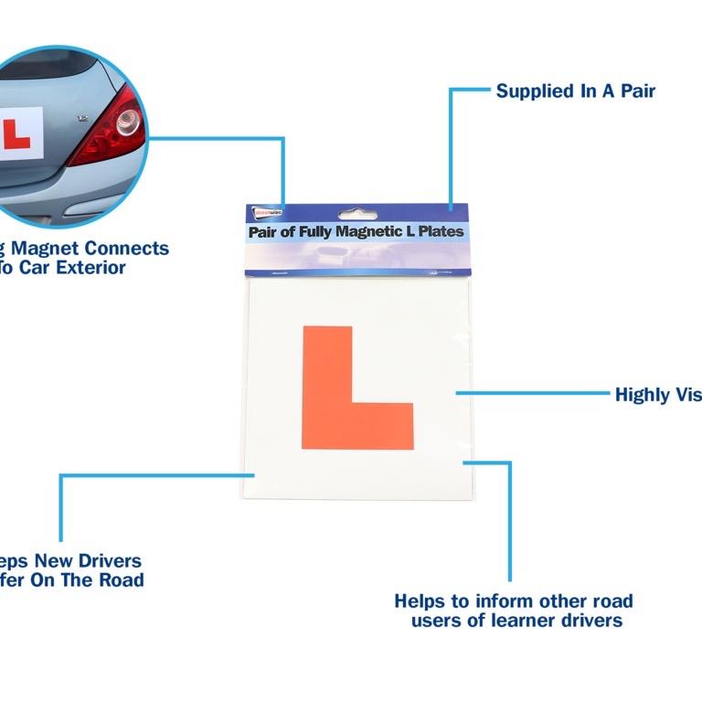 2x Magnetic L Plates | For Learner Drivers | UK Standard | Weather Proof | New Driver | Visibility | 2 Pack | Stick On and Stick Off | High Quality | Secure