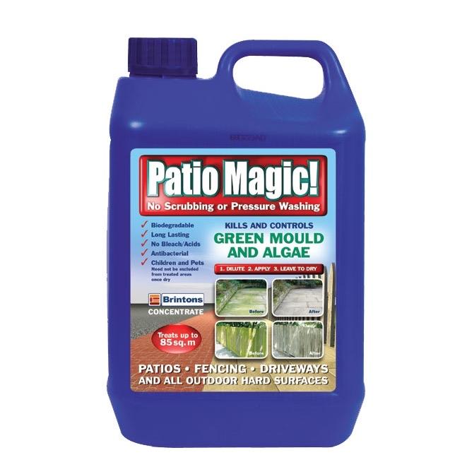 Patio Magic Patio Cleaner 5L | Powerful Outdoor Cleaner for Algae, Moss, Mould, Outdoor Cleaner - 5 litre Garden Cleaner organic growth remover. Eliminate algae and black spot, driveway, patio, roof, garden shed, fences, decking, fastest cleaner.
