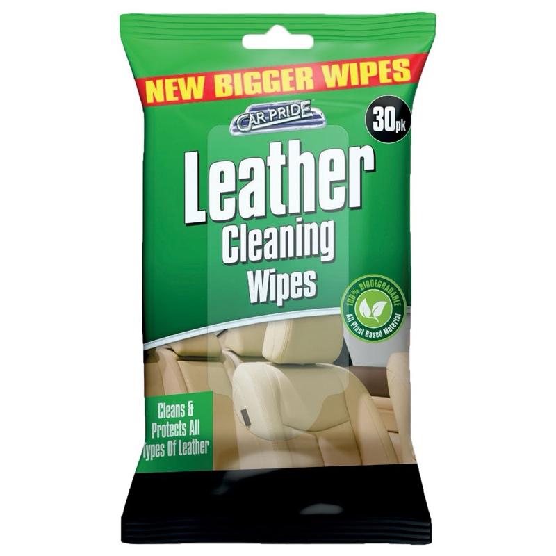 Car Pride Leather Cleaning Wipes 30 Pack | Cleans, Conditions & Protects Leather | Non-Greasy Finish | Quick & Easy Car Interior Care | Ideal for Seats, Dashboards, Bags & Furniture