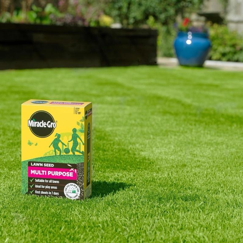 Miracle-Gro Multi Purpose Lawn Seed 17m² - Fast Growing Grass Seed for a Thick, Green Lawn - Ideal for New Lawns, Patching & Overseeding - Hard-Wearing & Resilient Grass Variety for All Seasons - Grass Fertiliser - All Grass Types