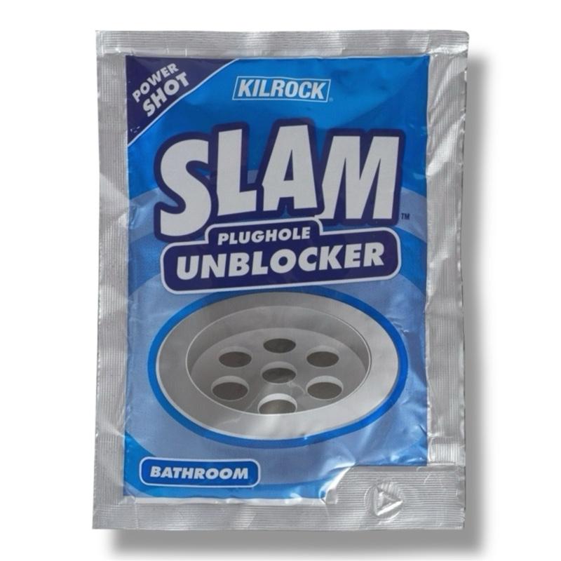 Bathroom Plughole Unblocker 80g | Powerful Drain Opener | Fast Acting Solution | Clears Hair - Soap - Grime | One Shot Use | Deep Clean Blocked Bathroom Sink & Shower Drains- Kilrock SLAM