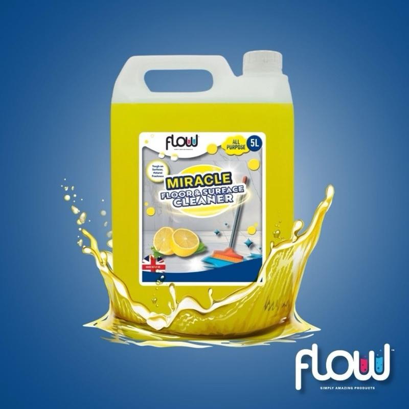 Floor and Surface 5L Concentrated Lemon Cleaner Powerful Multi-Purpose Cleaning Solution for Home Commercial Use Fresh Scent Cuts Through Grease Grime Dirt Tiles Hard Floors Worktops - Household Flowchem Industrial Scented