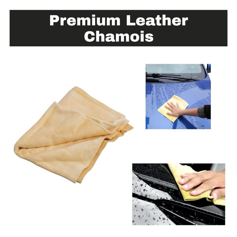 Leather Chamois Luxury Natural Car Drying & Polishing Cloth – Super Absorbent, Streak-Free, Scratch-Free, Soft & Durable – Perfect for Drying Cars, Windows, Glass & Painted Surfaces – Use Dry for Polishing or Damp for Water Absorption Reusable care towel