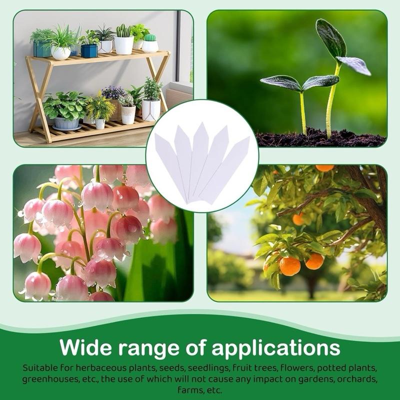 Plant Labels 5” (10cm) | Pack of 100 | Garden Markers for Seedlings, Herbs, Flowers & Vegetables | Reusable, Weatherproof & Easy-to-Write Surface White