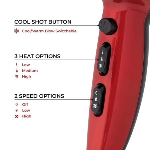 Professional Salon Hair Dryer 2000w Powerful Motor for Fast Drying, Styling Concentrator Nozzle, Lightweight Design & Cool Shot Function for Salon Results at Home – Redhot