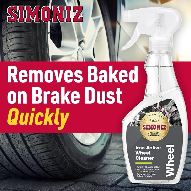 Simoniz Iron Active Colour Changing Wheel Cleaner 500ml | Acid-Free Fallout Remover for Alloys & Bodywork | Colour-Changing Formula | Removes Brake Dust, Grime & Iron Particles | Safe for All Wheel Types