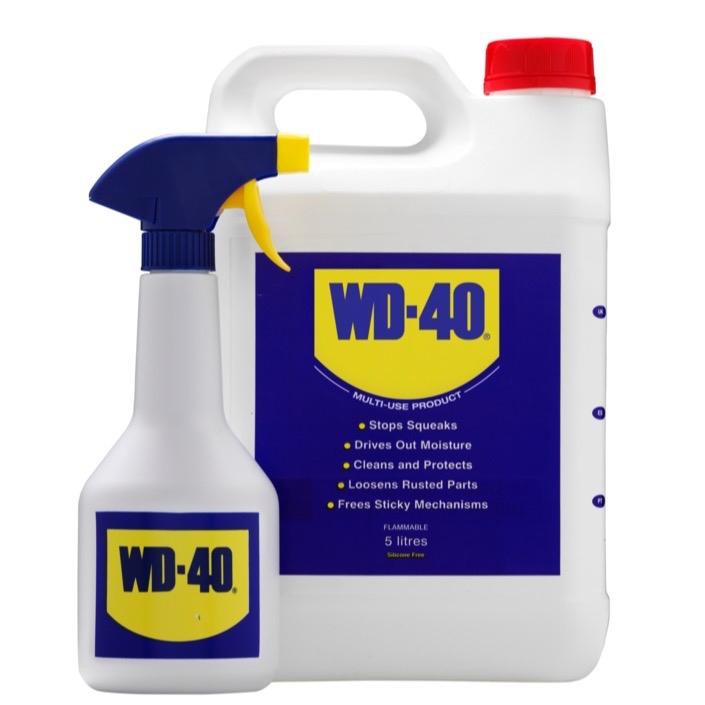 WD40 5L With Sprayer | Multi Use | Applicator Included | Rust Protection, Cleaner, Loosen, Stop Squeaks, Drives Out Moisture, Frees Sticky Mechanism