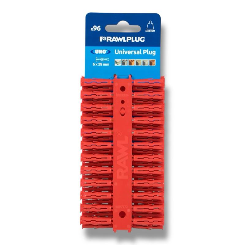 Rawlplug Universal Plug 6mm – Pack of 96, Suitable Most Surfaces, Brick, Concrete, Plaster Boards And More, Tool Box essential, Perfect For On Site, DIY, Plumbers, Electricians, Trades Men, Fixture And Fittings, Wall Plugs, Bulk Pack, Tool station