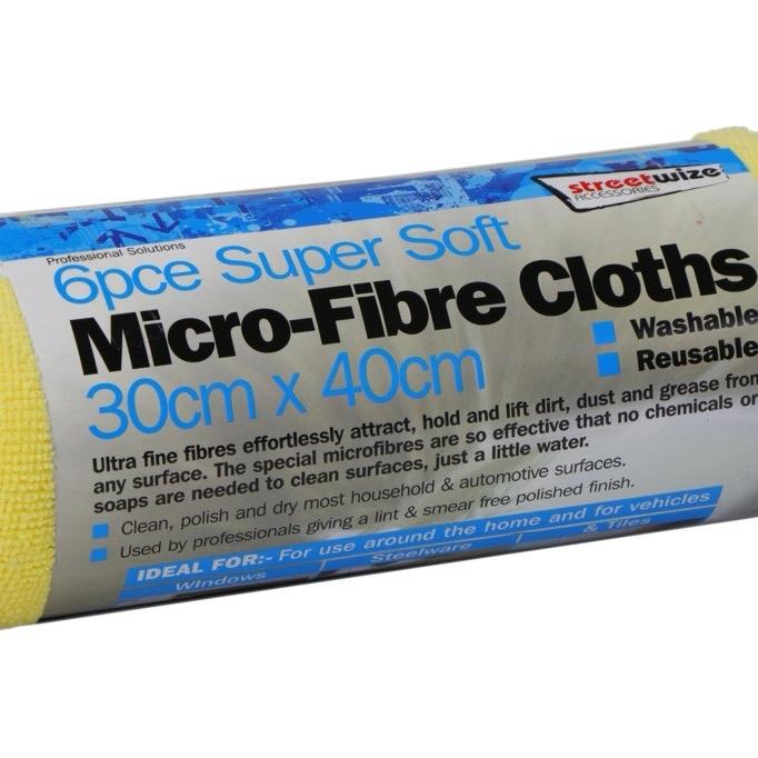 6 Pack XL Microfibre Towels 30cm x 40cm For Cars, Home, Windows & Surfaces | Reusable & Highly Absorbent | Cleaning Towels