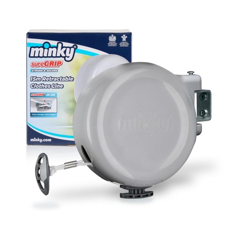 15m Retractable Washing Line with sureGRIP Locking System, Space-Saving Outdoor Clothes Dryer, Heavy Duty Double Line for Garden, Balcony, or Patio Use – Strong & Durable – Minky