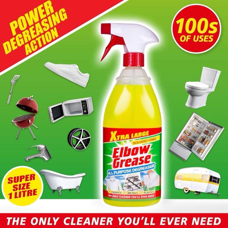 Elbow Grease All Purpose Degreaser Spray 1L – Powerful Multi-Surface Cleaner for Kitchen, Garage, Car & Household Use – Extra Large Heavy-Duty Grease & Grime Remover
