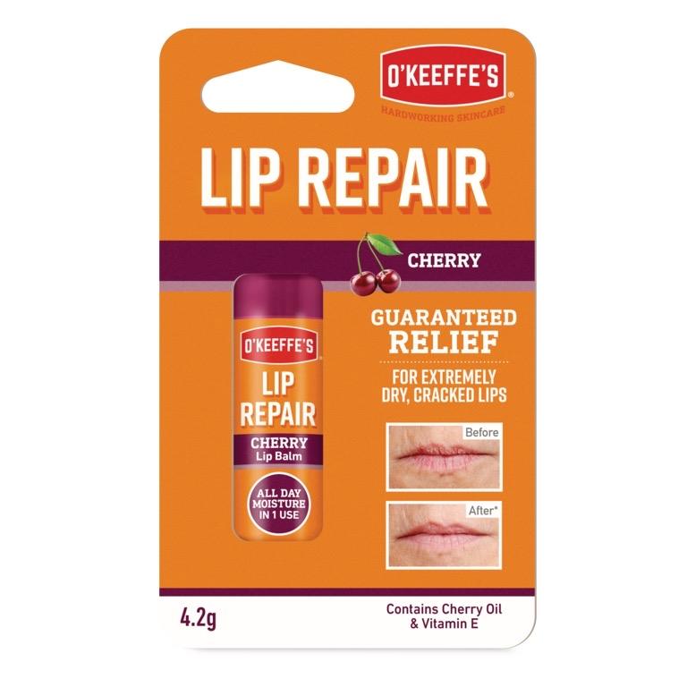 O’Keeffe’s Lip Repair Cherry Flavour 4.2g – Intense Hydration for Dry, Cracked Lips Long-Lasting Protection | Lip Repair , Chapped Lips. All Day Hydration Moisture Daily Balm Scent Moisturize Moisturizer Hydrating Hydrate Comfort Skincare Moisturizing