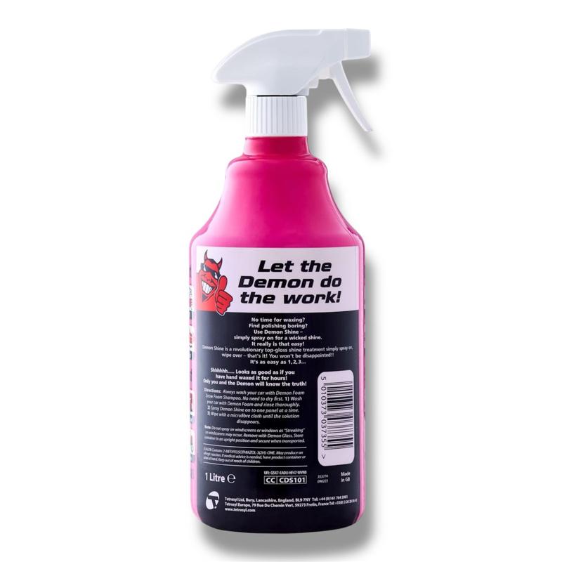 Spray On Shine 1L CarPlan Demon Shine – Instant Gloss for a Showroom Finish, Valeting, Carwash, Detailing, Auto Cleaning, Auto Motive, Wax Protection automotive products tools