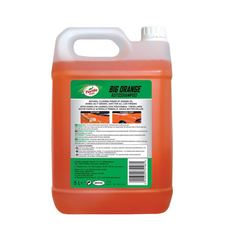 Car Wash Shampoo And Wax 5L Orange Scented, Wash and Wax Turtle Wax High Foaming, Dirt Remover, Stain Remover, Boosted Shine With Paint Work Protection, Shine, Car Detailing, Valeting, Glossy Showroom Finish Snow Foam automotive products mobile detailer t