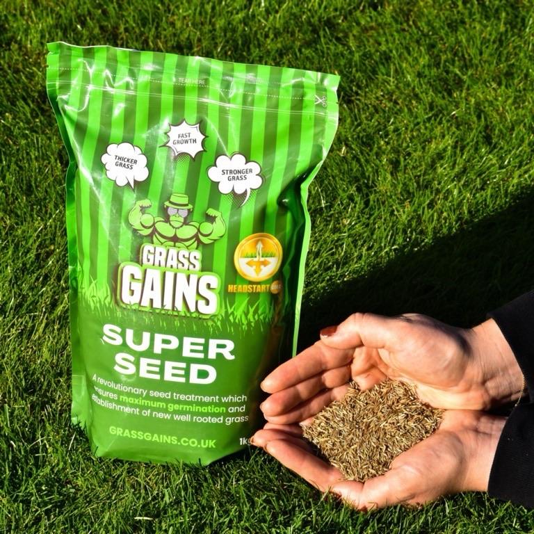 Lawn Super Seed 1KG Fast Growth Fertiliser | All Season use | Grass Ready For Summer | Grass Repair | Grass Growth | Gardening | Grass Gains